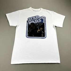 Star Wars T-Shirt Adult Medium White Han Solo Chewbacca Lucasfilm Movie Mens